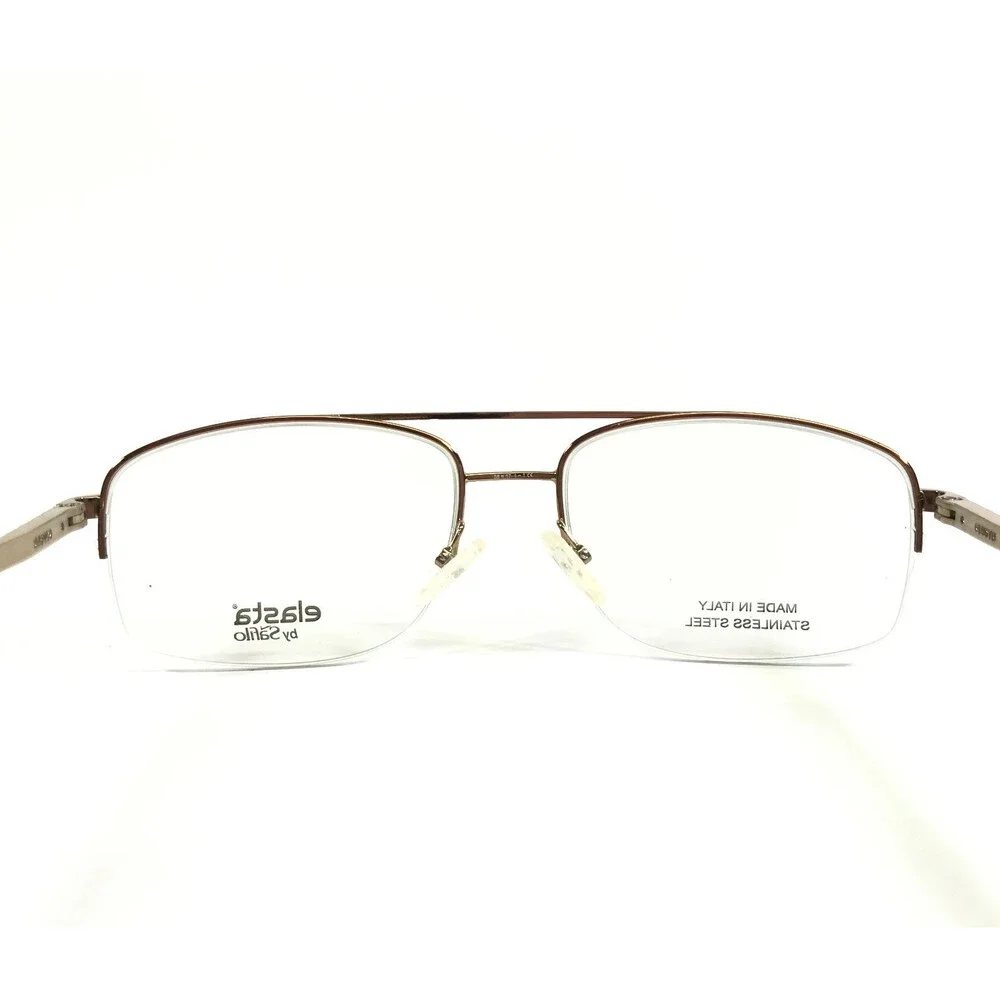 Elasta by Safilo Eyeglasses Frames E7246 J5G Gold Aviator Half Rim 56-17-145